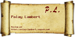 Palay Lambert névjegykártya